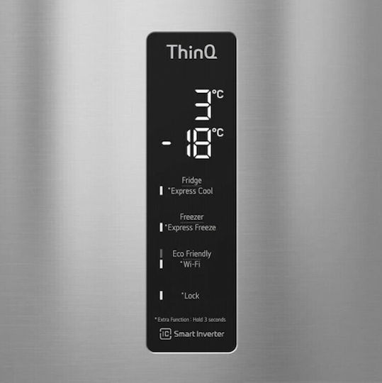 LG Ψυγειοκαταψύκτης 384lt Total NoFrost Υ203xΠ59.5xΒ68.2εκ. Inox GBB62PZHMN