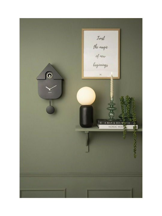 Karlsson Modern Cuckoo Silent Wall Clock Plastic With Pendulum Black 21.5x41cm