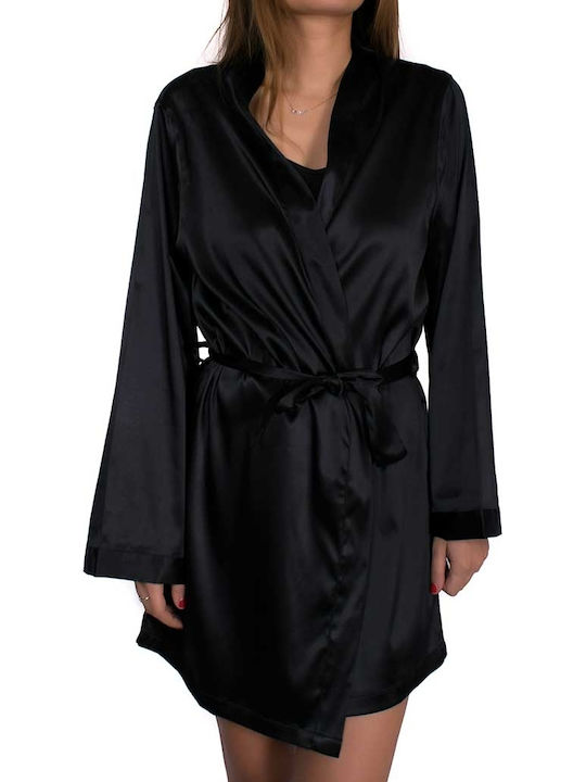Luna Winter Damen Satin,σατεν Robe Schwarz Prestige