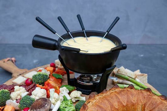 Boska Holland Nero Cast Iron Fondue Pot with Tea Light for 6 Persons Black 20x20cm