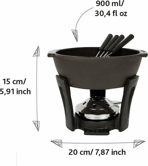 Boska Holland Nero Cast Iron Fondue Pot with Tea Light for 4 Persons Black 16.6x16.5x6cm