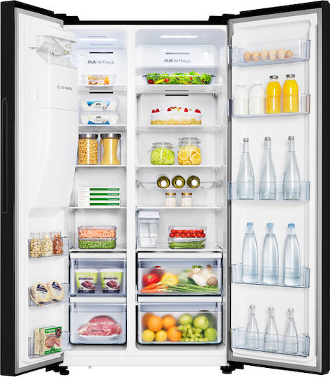 Hisense Side-by-Side Kühlschrank 562Es Total NoFrost H179.3xB90.8xT68.7cm. Schwarz RS694N4TFE