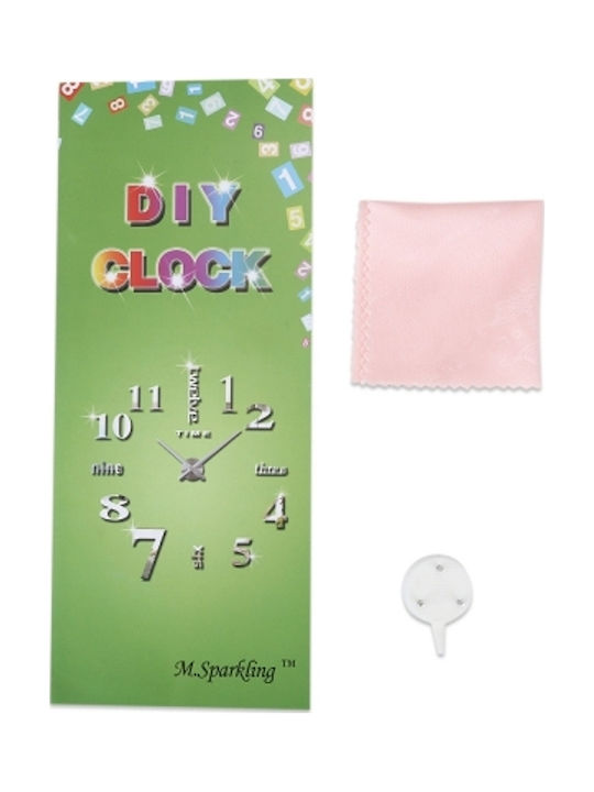 M.Sparkling Heart Shape Mirror Effect Sticker DIY Ρολόι Τοίχου Αυτοκόλλητο Καθρέφτης Ασημί