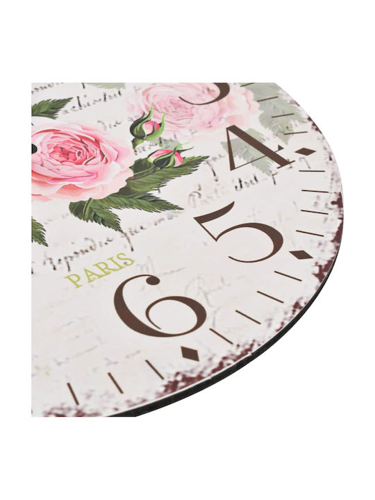 vidaXL Antique Wall Clock Wooden Ecru Ø30cm