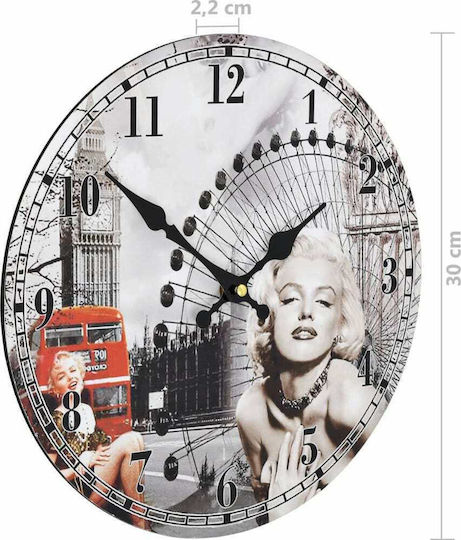vidaXL Vintage Marilyn Monroe Ρολόι Τοίχου Πλαστικό Γκρι Ø30cm