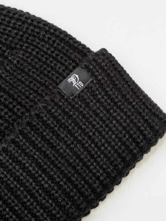 Beanie Ανδρικός Σκούφος με Rib Πλέξη σε Μαύρο χρώμα