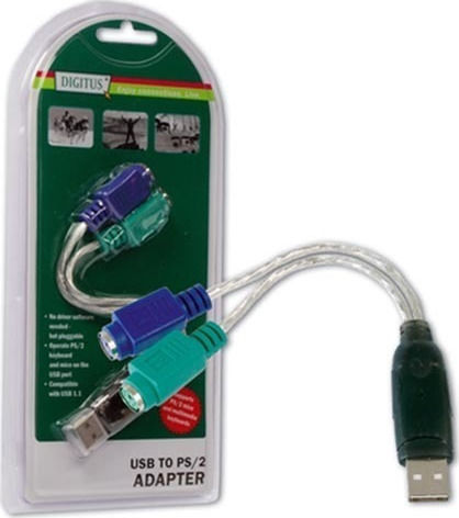 Digitus DA-70118 Converter USB-A male to PS/2 2x female White 1pcs