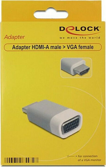 DeLock Μετατροπέας HDMI male σε VGA female Λευκό 1τμχ 65472