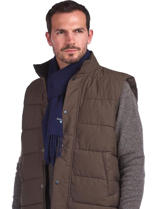 Plain Lambswool Men's Wool Scarf Blue