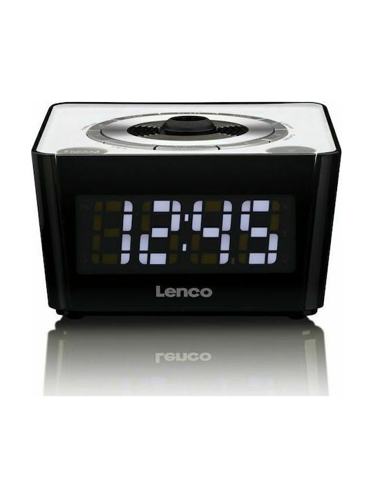 Lenco CR-16 White Настолен Часовник с Аларма & Радио Черен CR-16
