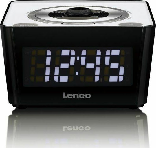 Lenco CR-16 White Επιτραπέζιο Ψηφιακό Ρολόι με Ξυπνητήρι & Ραδιόφωνο Μαύρο CR-16