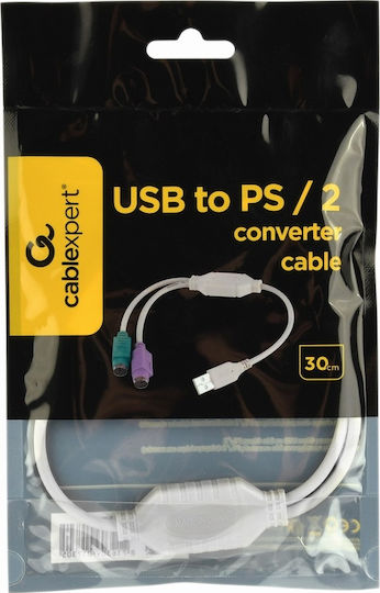Cablexpert CABLEXPERT UAPS12 Converter USB-A male to PS/2 female White 1pcs