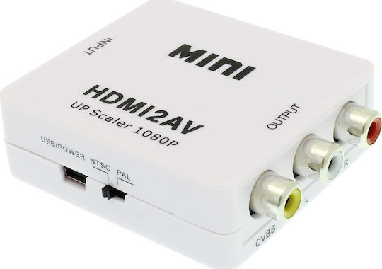 HDMI2AV Μετατροπέας HDMI female σε RCA female Λευκό