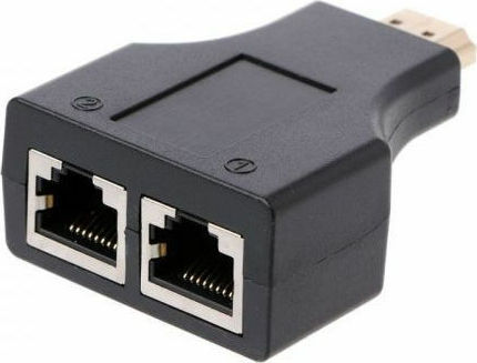 DeTech HDMI Männlich Zu RJ-45 2x Weiblich 1 Stück