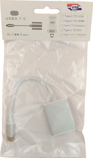 Ksix Μετατροπέας USB-C male σε HDMI female Λευκό 1τμχ