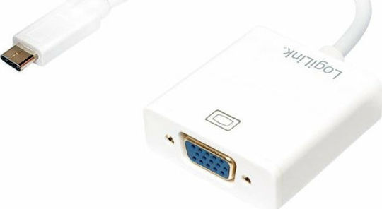 LogiLink Μετατροπέας USB-C male σε VGA female Λευκό 1τμχ UA0237
