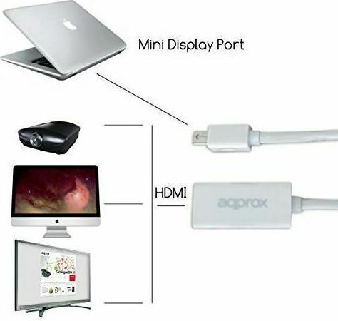 Approx Μετατροπέας mini DisplayPort male σε VGA female Λευκό (APPC13V2)