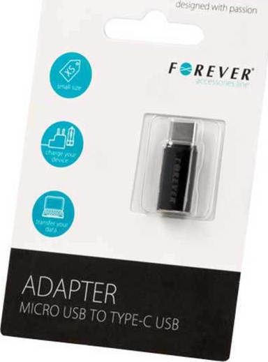 Forever Micro USB to Type-C Конвертор USB-C мъжки към micro USB женски Черен Черен 1бр