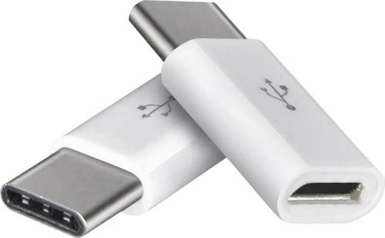 BigBuy Μετατροπέας USB-C male σε micro USB female Λευκό 1τμχ 14977