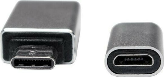 LogiLink Μετατροπέας micro USB male σε USB-C male Ασημί 2τμχ AU0040