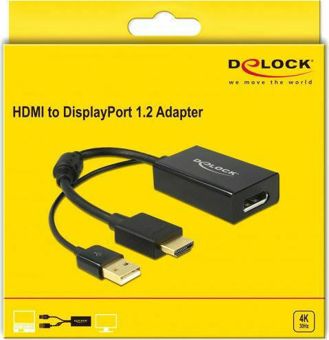 DeLock Μετατροπέας HDMI / USB-A male σε DisplayPort female 1τμχ 62667