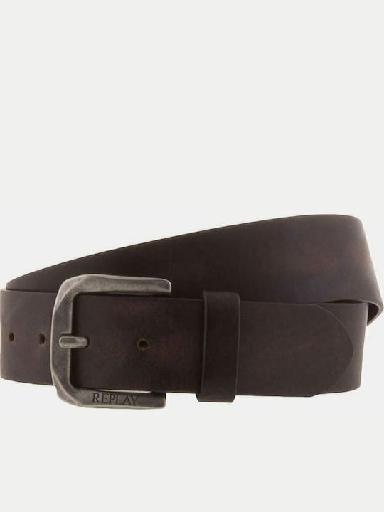 Wide Men's Belt Leather Brown