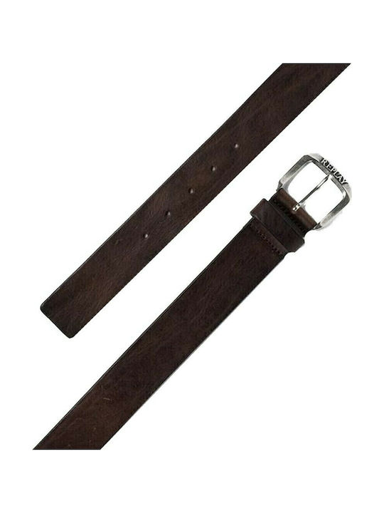Wide Men's Belt Leather Brown