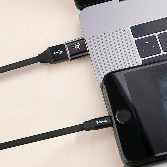 Baseus Конвертор USB-C мъжки към USB-A женски Черен 1бр CATOTG-01