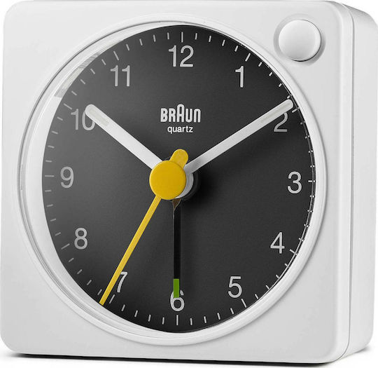 Braun BC02XWB Silent Tabletop Clock with Indicators with Alarm Clock White