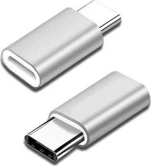 Μετατροπέας USB-C male σε Lightning female Silver Ασημί 1τμχ
