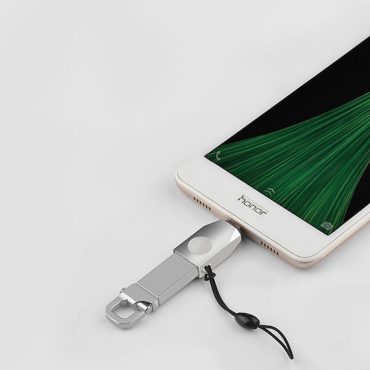 Hoco Μετατροπέας micro USB male σε USB-A female Ασημί 1τμχ HOC-UA10m-S