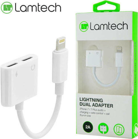 Lamtech Convertor Lightning masculin în Lightning 2x femelă Alb 1buc LAM020731