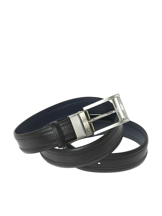 Ανδρική Ζώνη Δερμάτινη Διπλής Όψης Black / Navy