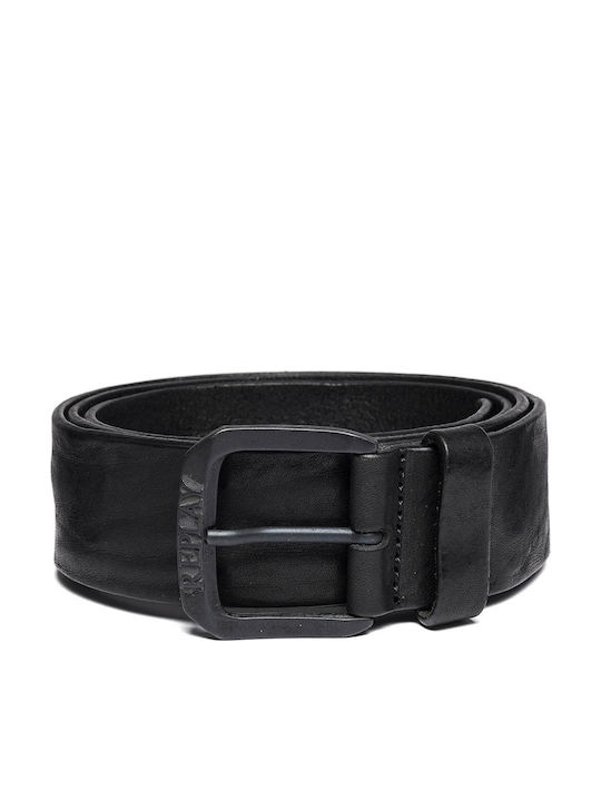 Wide Men's Belt Leather Black