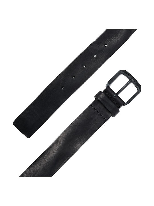 Wide Men's Belt Leather Black