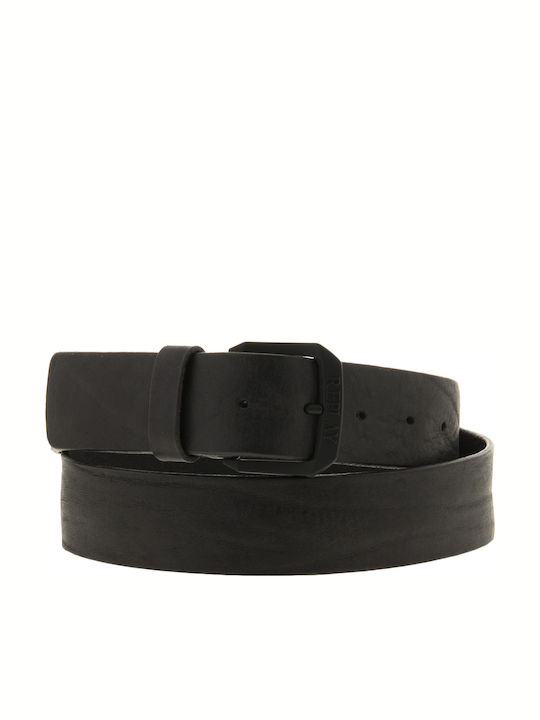 Wide Men's Belt Leather Black