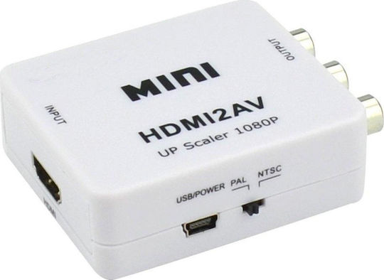 Muzik Μετατροπέας HDMI female σε RCA female Λευκό (VD-258)