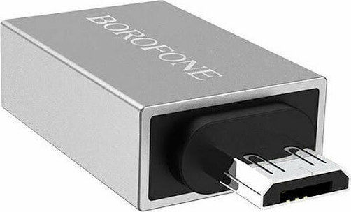 Borofone BV2 Convertor micro USB masculin în USB-A feminin Argintiu 1buc