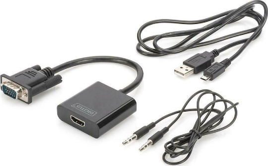 Digitus Μετατροπέας VGA male σε 3.5mm / HDMI female 1τμχ DA-70473