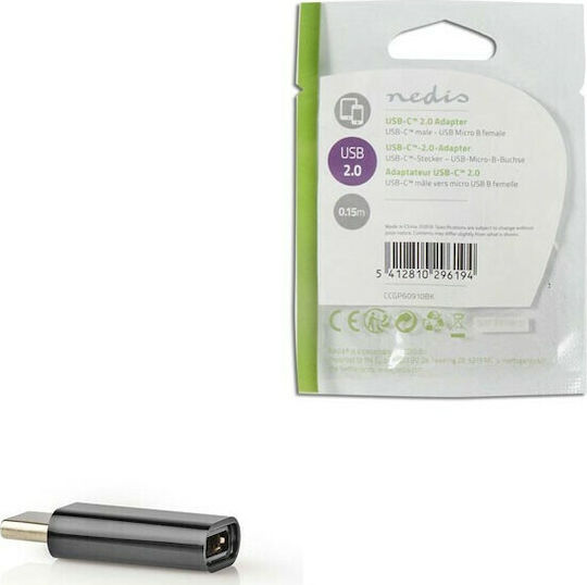 Nedis Convertor USB-C masculin în micro USB feminin 1buc CCGP60910BK