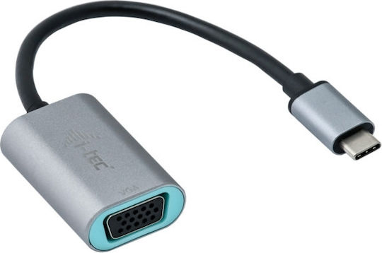 i-tec Μετατροπέας USB-C male σε VGA female Γκρι 1τμχ C31METALVGA60HZ