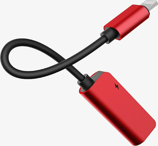 Baseus L32 Конвертор Мълния мъжки към 3.5mm / Мълния женски Червен 1бр