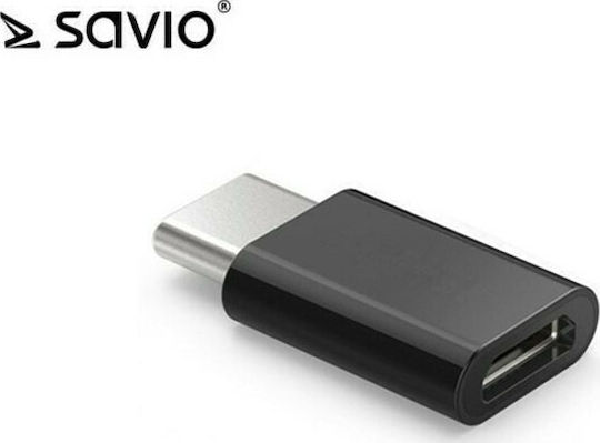 Savio Μετατροπέας micro USB female σε USB-C male 1τμχ AK-31/B