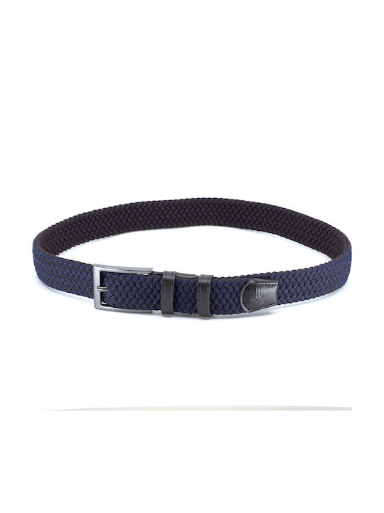 Elastic Men's Belt Knitted Double Sided Navy Blue