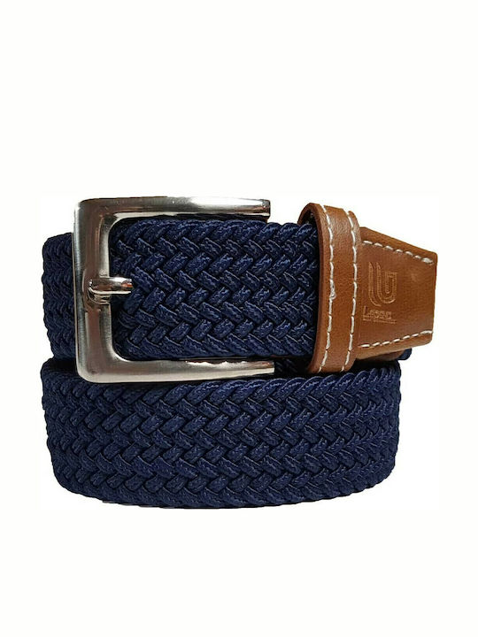 Elastic Men's Fabric Knitted Blue Tan Belt