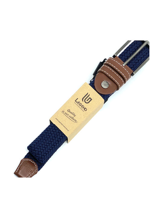 Elastic Men's Fabric Knitted Blue Tan Belt