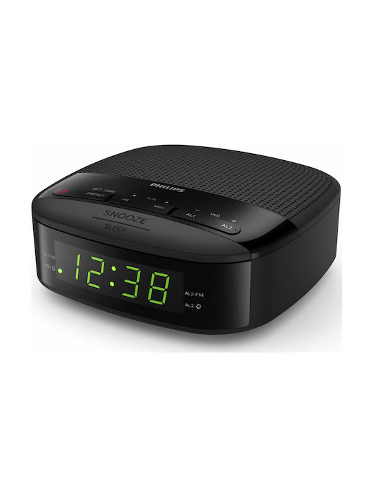 Philips Ψηφιακό Ρολόι Επιτραπέζιο με Ξυπνητήρι Μαύρο TAR3205/05