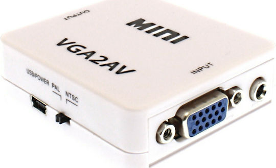 Конвертор VGA женски към RCA женски Бял 1бр