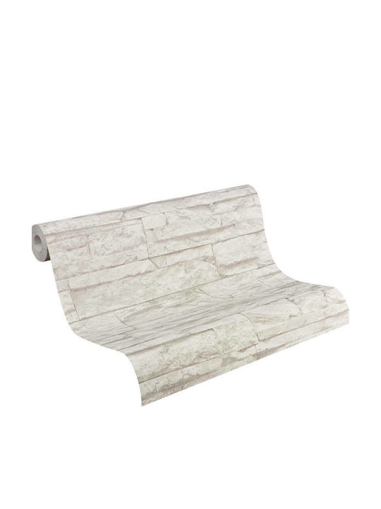 Wall Wallpaper Wood Stone Vinyl Beige 1000x53cm Washable
