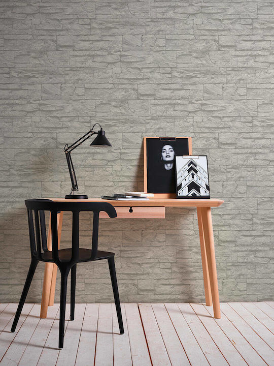 Wall Wallpaper Wood Stone Vinyl Beige 1000x53cm Washable